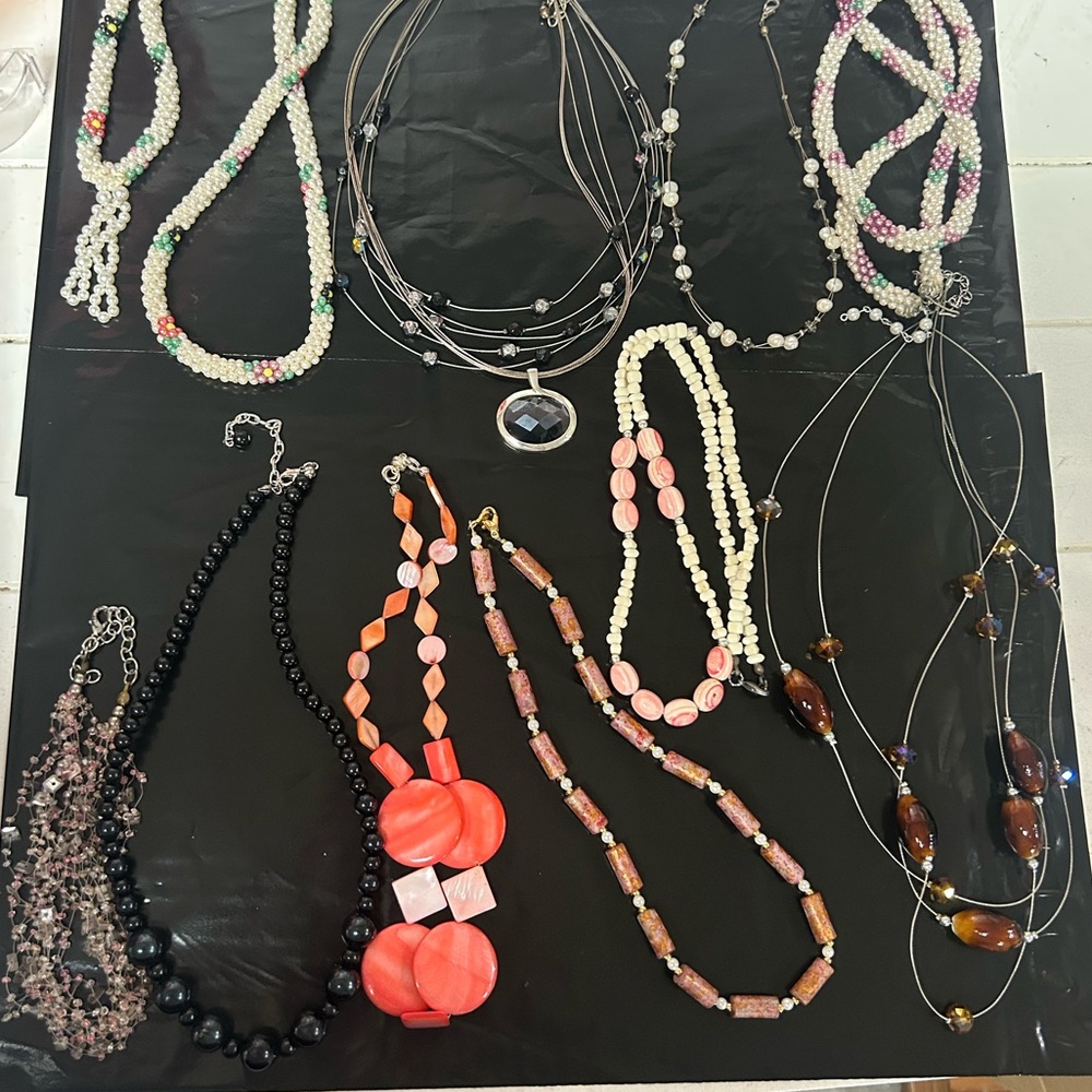 Vintage - Now Beaded Costume Jewelry 10 Pc Lot Mixed Wearable Sell Estate Finds